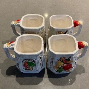 Charming Ceramic Mugs with Fruit Accents